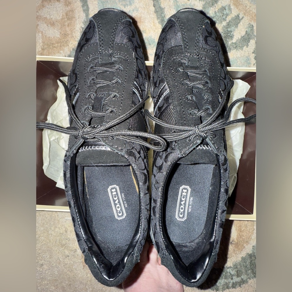 Coach Black/Gunmetal Signature print fabric Sneakers
